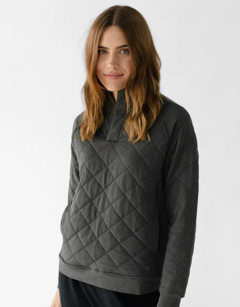 Women's Ultra-Soft Bamboo Quilted Snap Pullover | Cozy Earth