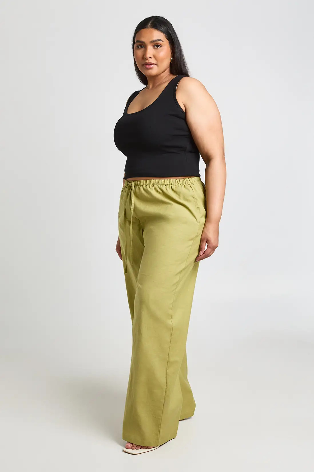 Olive Plus Linen Trouser | Boohoo USA | boohoo (US & Canada)