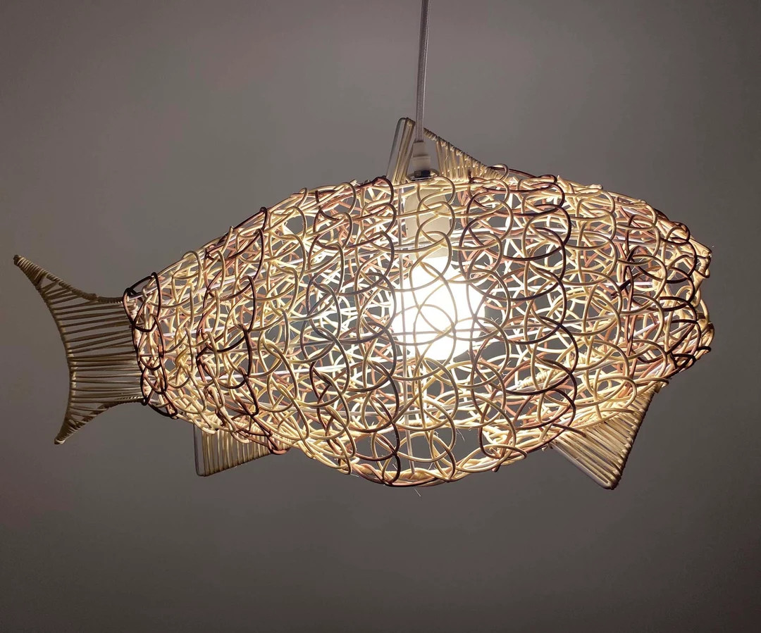 Handwoven Fish Shaped Rattan Pendant Lights Fish Lighting Decorative Fish Decoration Using Worldw... | Etsy (US)