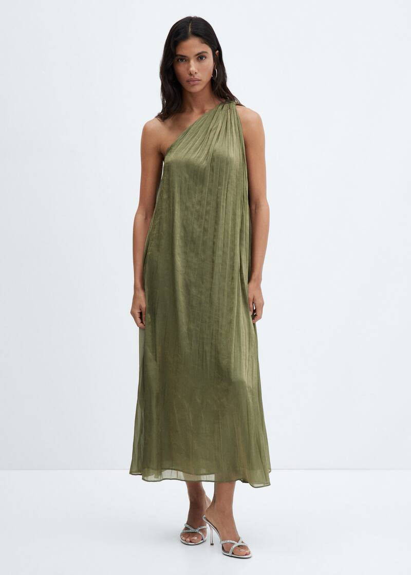 Asymmetrical pleated dress -  Women | Mango USA | MANGO (US)