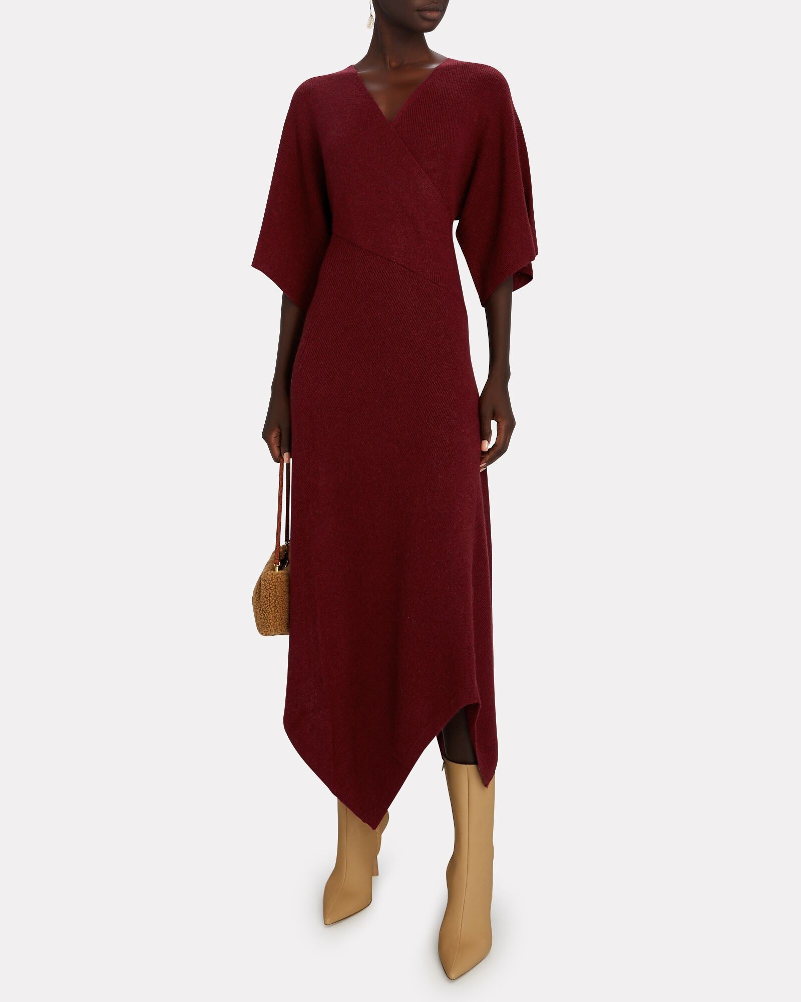 Asymmetric Knit Midi Wrap Dress | INTERMIX