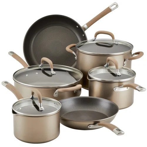 Circulon Elementum Hard Anodized Nonstick Cookware Pots And Pans Set, 10 Piece, Gray | Wayfair North America
