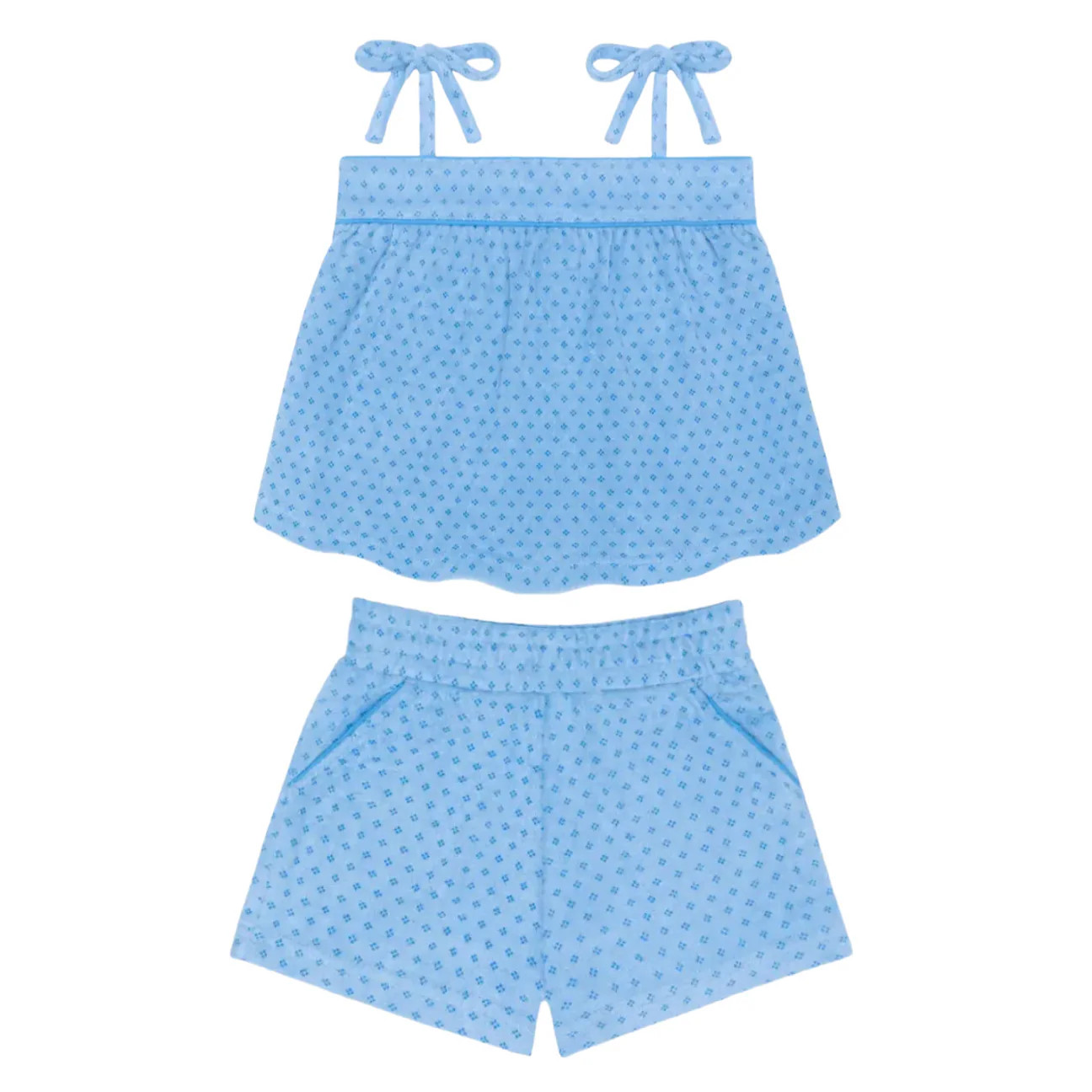 girls le marin dot french terry tie top and short set | Minnow