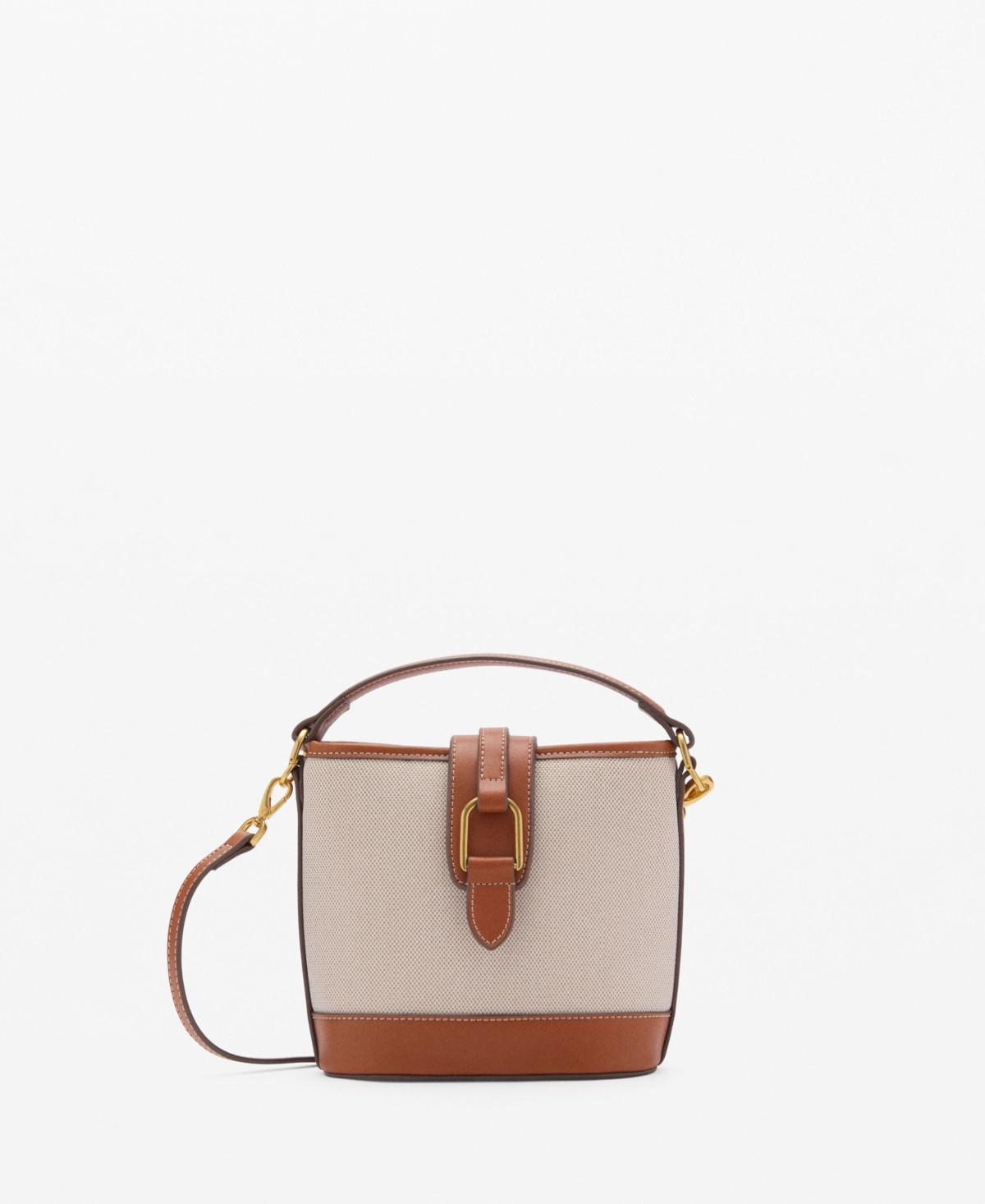 Mango Women's Contrasting Canvas Bucket Bag - Leather | Macy's