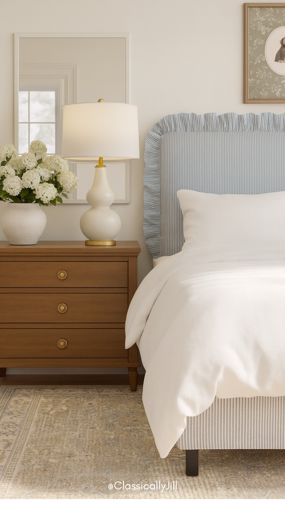 Classic bedroom design, Nancy Meyers, grandmillennial, birch lane, pottery barn, Wayfair 

bed, lamp, nightstand, bedding  

 

#LTKHome #LTKStyleTip #LTKFamily