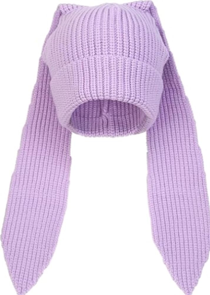 YEKEYI Long Ears Funny Hat Knit Beanie Hats Cute Bunny Winter Cap Warm Knit Rabbit Crochet Skull ... | Amazon (US)