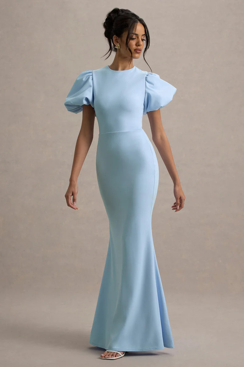 Love Letters  Powder Blue Puff-Sleeve Maxi Dress | Club L London