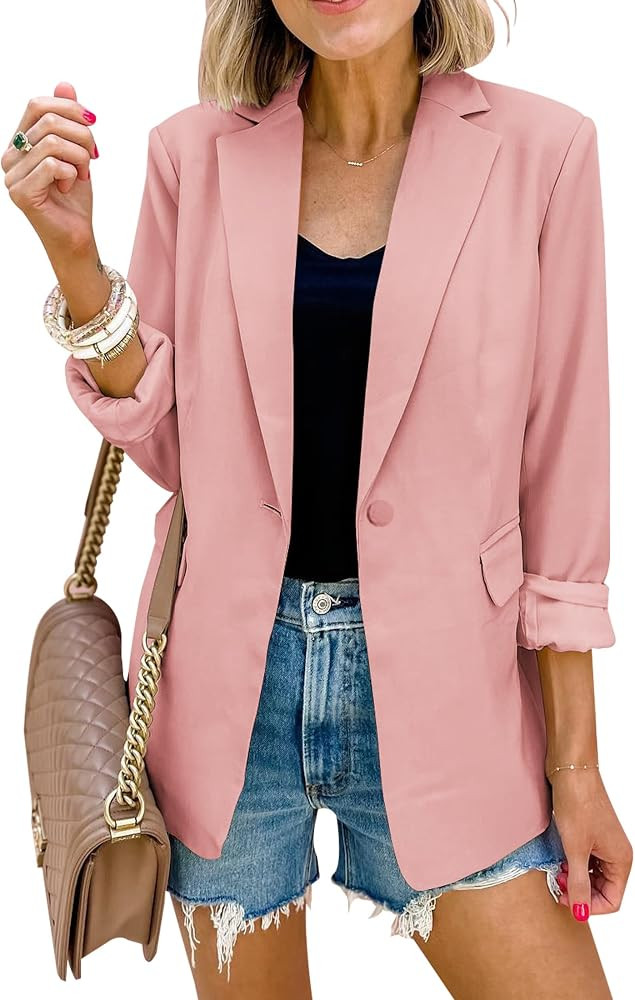 PRETTYGARDEN Women's Casual Blazers Long Sleeve Open Front Button Work Office Blazer Jackets with... | Amazon (US)