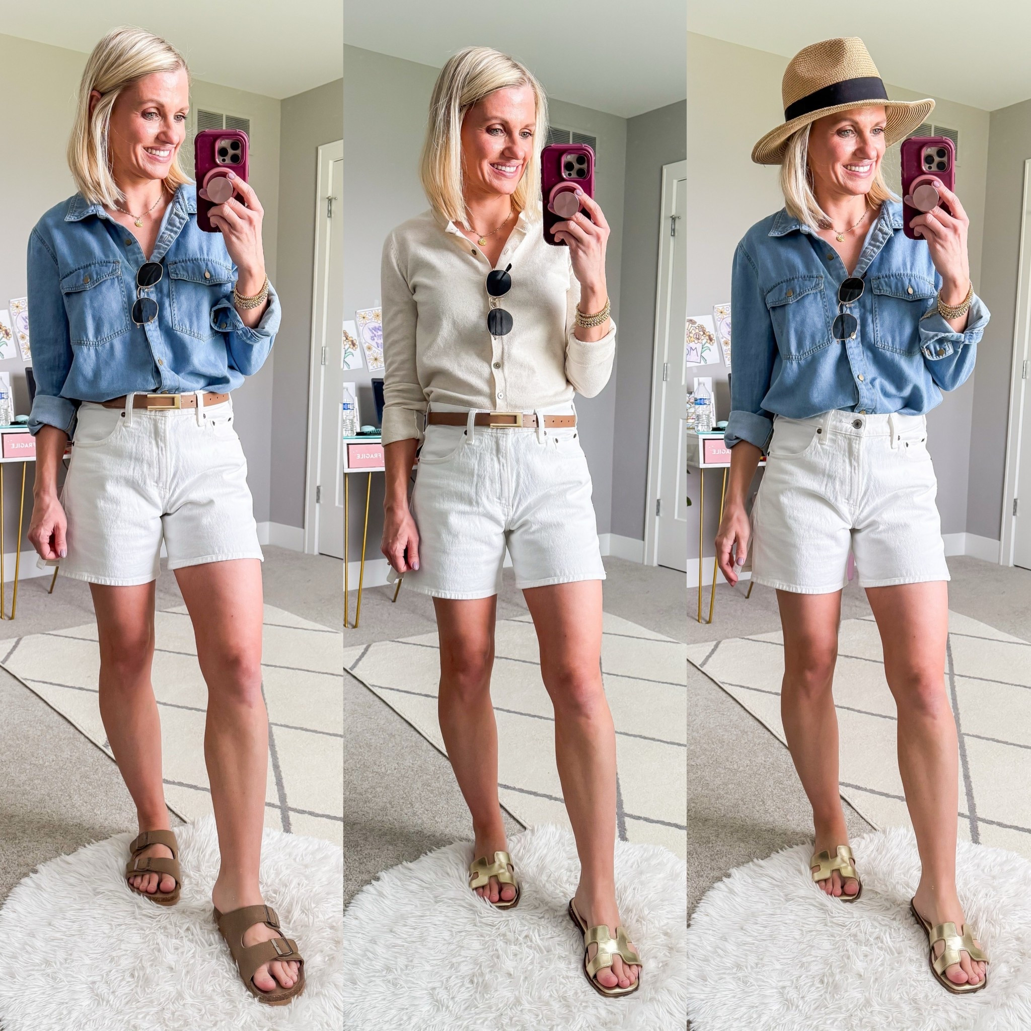 Summer capsule wardrobe outfit ideas with white shorts  

#LTKOver40 #LTKSeasonal #LTKStyleTip