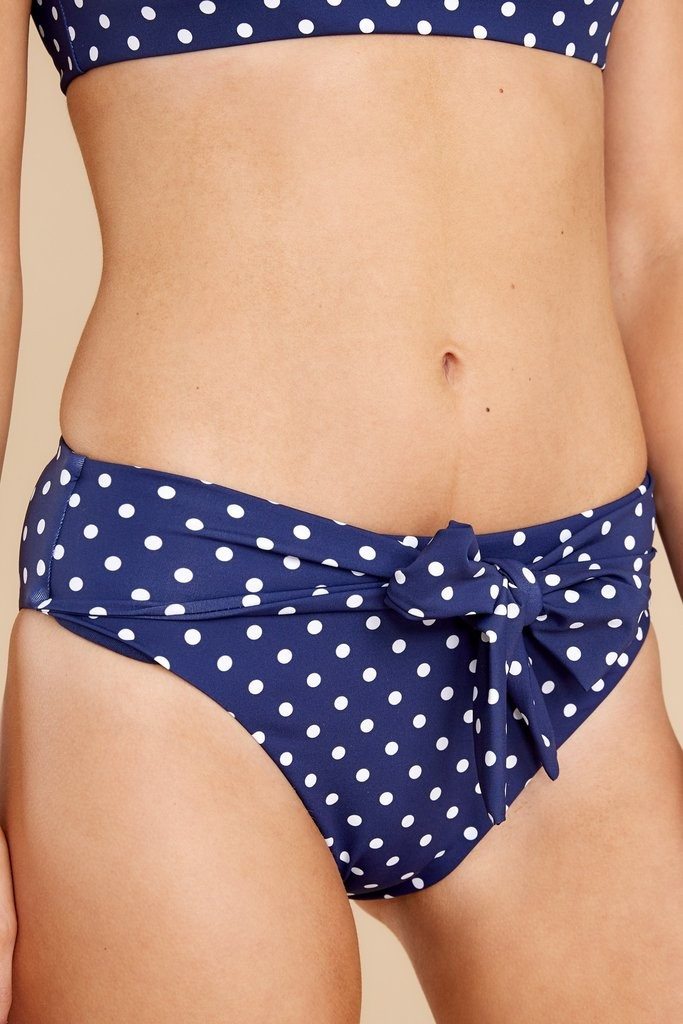 Past The Waves Navy And White Polka Dot Bikini Bottoms | Red Dress 
