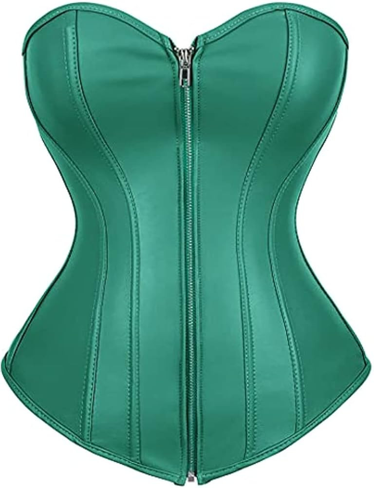 Corsets for Women Faux Leather Corset Top Steampunk Corsets Zipper Bustier Pirate Costume | Amazon (US)
