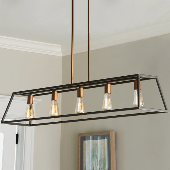 Sleek Minimalist Island Chandelier - 5 Light | Shades of Light