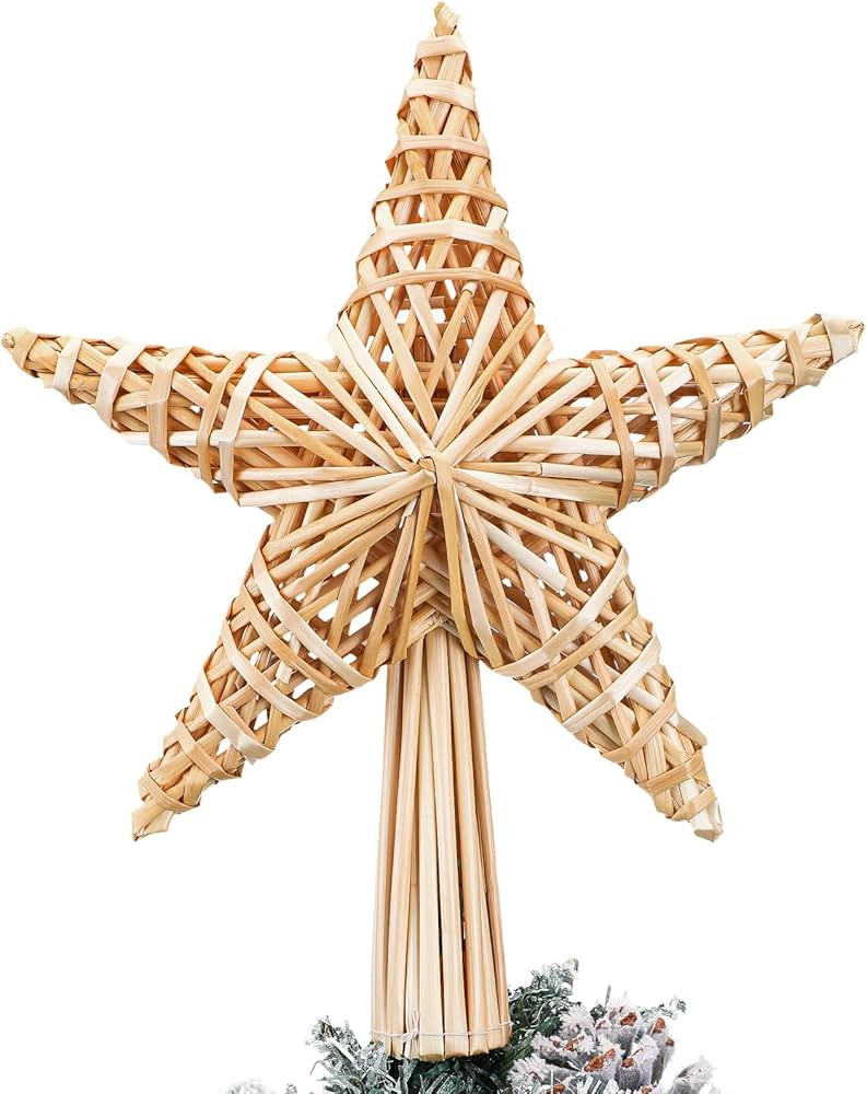 Christmas Straw Star Tree Topper 10 x 12 in Scandinavian Tree Topper Straw Ornaments Swedish Nord... | Amazon (US)