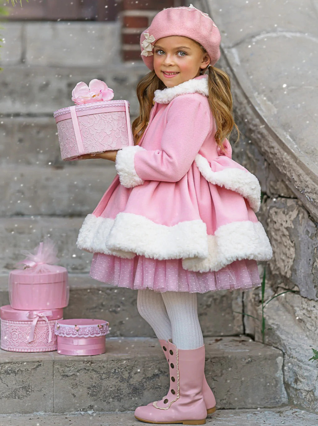 Touch of Pink Faux Fur Duchess Coat | Mia Belle Girls