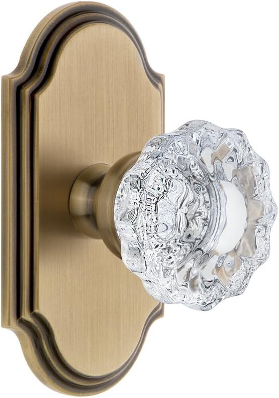 Grandeur 811229 Arc Plate Passage with Versailles Crystal Knob in Vintage Brass, 2.375 | Amazon (US)