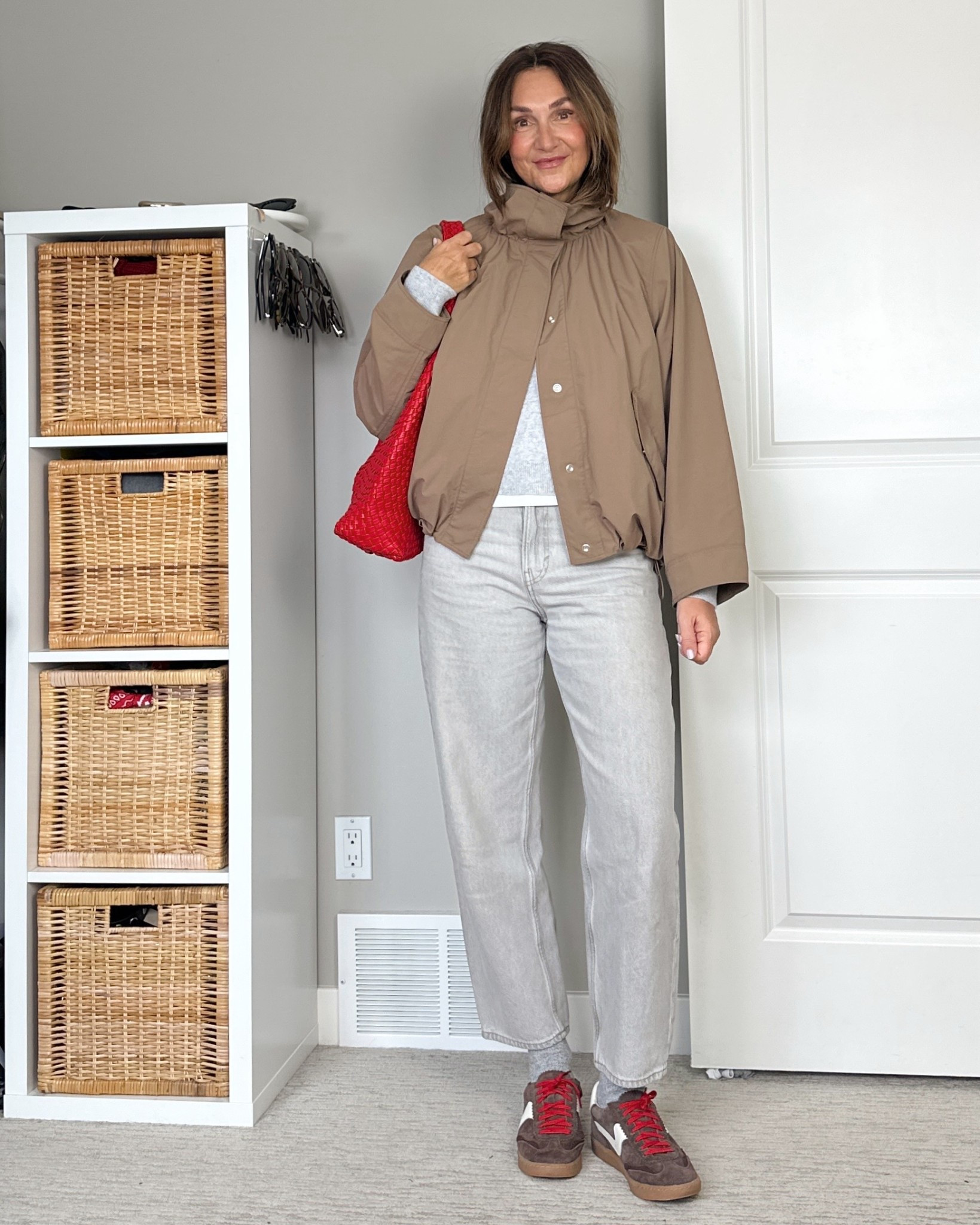 New spring jacket and pops of red!! Love my new Cos jacket and am very excited they now have a Canadian website with no duty! 
I’m 5’ 7” size 4ish wearing my usual size S in the jacket (linked in black, my shade is sold out) and cashmere sweater and 27 in the jeans. Sneakers fit tts.
Also linked my bag, it’s such a good everyday bag, I have several colors!


#LTKTall #LTKOver40 #LTKootd
