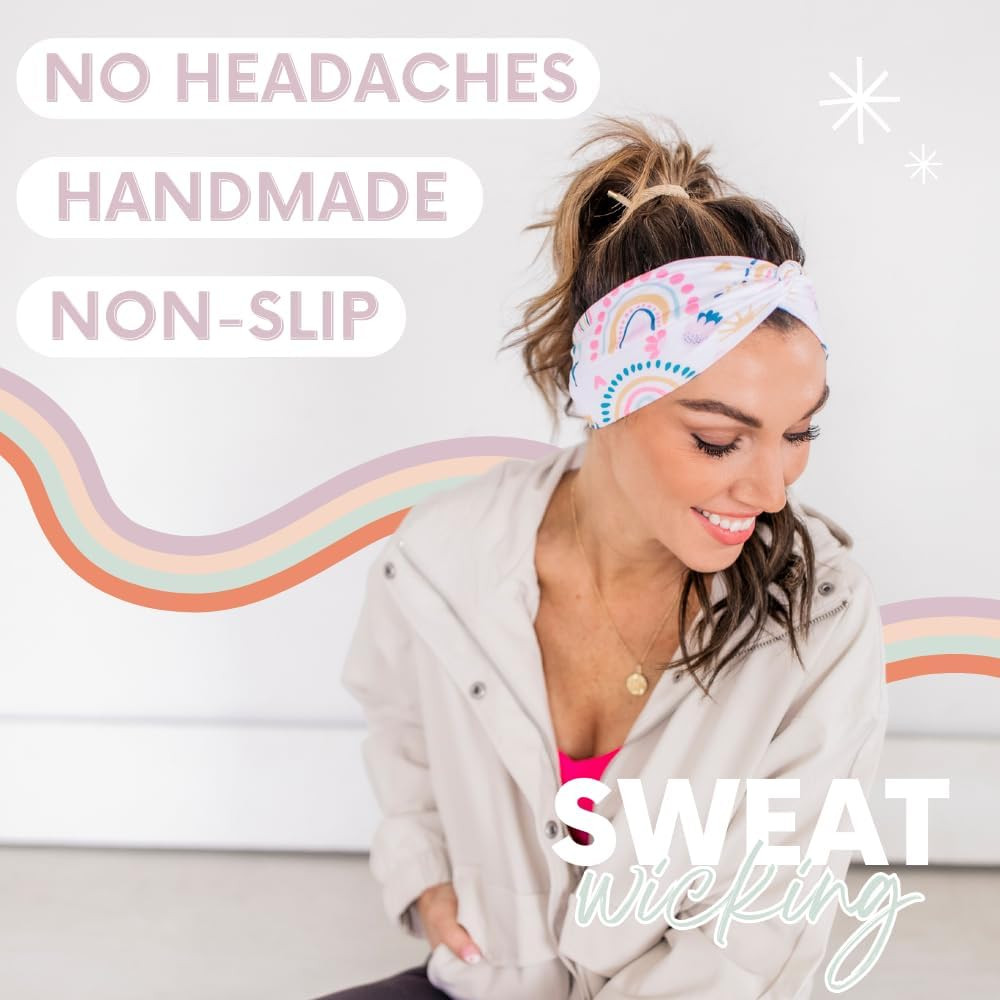 Soft Non-Slip Stretchy Headbands for Women - Buttery & comfortable, Wide Knot, Workout Hairband, ... | Amazon (US)