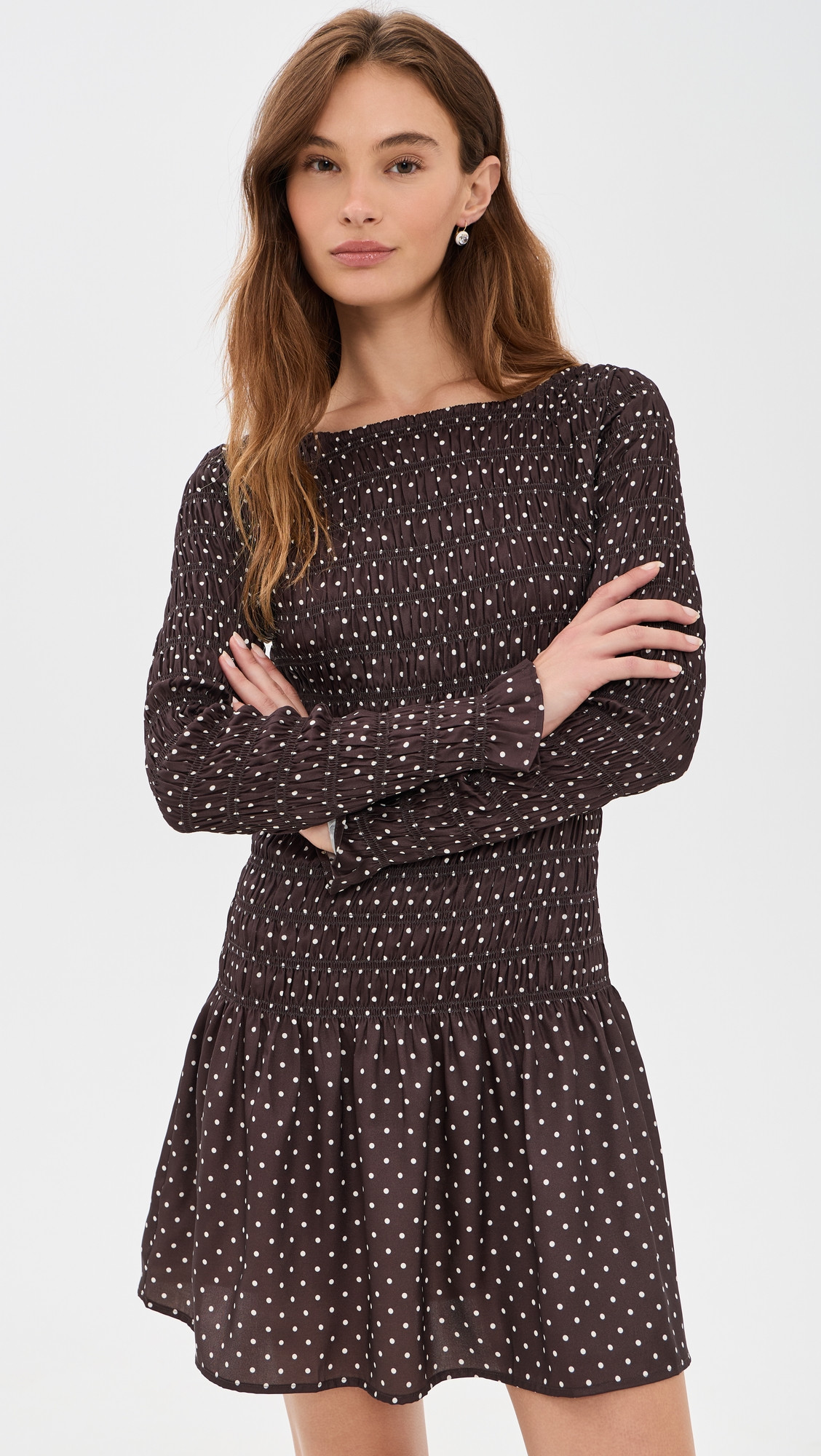 Hill House Home The Dalia Mini Nap Dress Lindsay Dot/Chocolate XXS | Shopbop