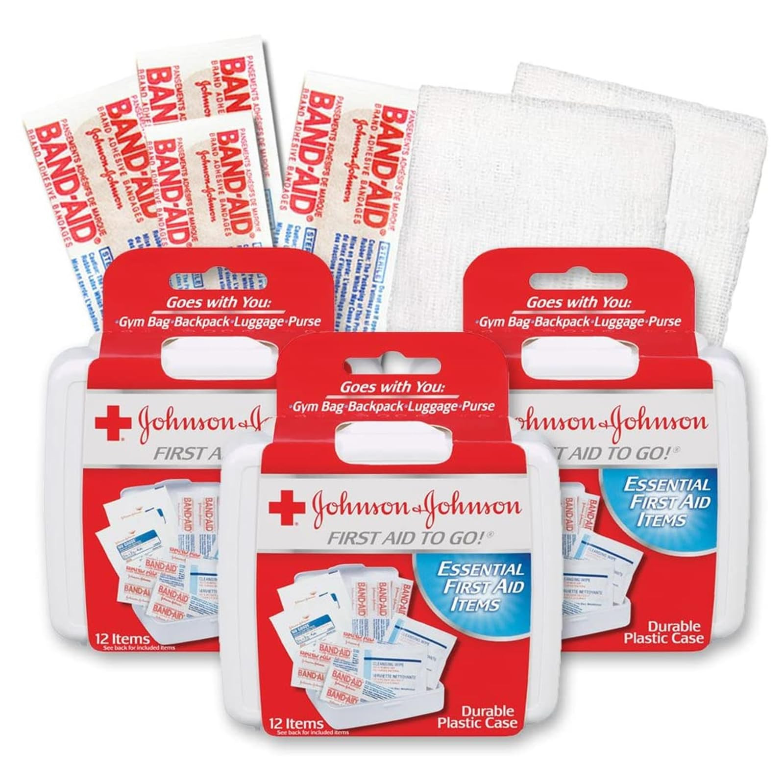 Johnson & Johnson First First Aid Kit for Car, Office, Purse Travel Size (Pack of 3) With Cleansi... | Amazon (US)