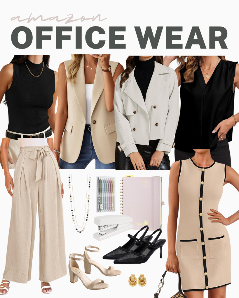 So many chic outfits for the office this week! LOMON’s tank top can be paired with a cropped trench coat from luvamia or this stylish sleeveless vest from Mina Self. These PRETTYGARDEN's palazzo pants are in this collection, too! And don’t forget to complete your look with these trendy shoes and accessories.

#LTKSeasonal #LTKSaleAlert #LTKTravel
 

 