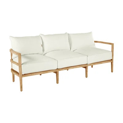 Santa Barbara 87" Wide Outdoor Teak Patio Sofa with Cushions | Wayfair North America