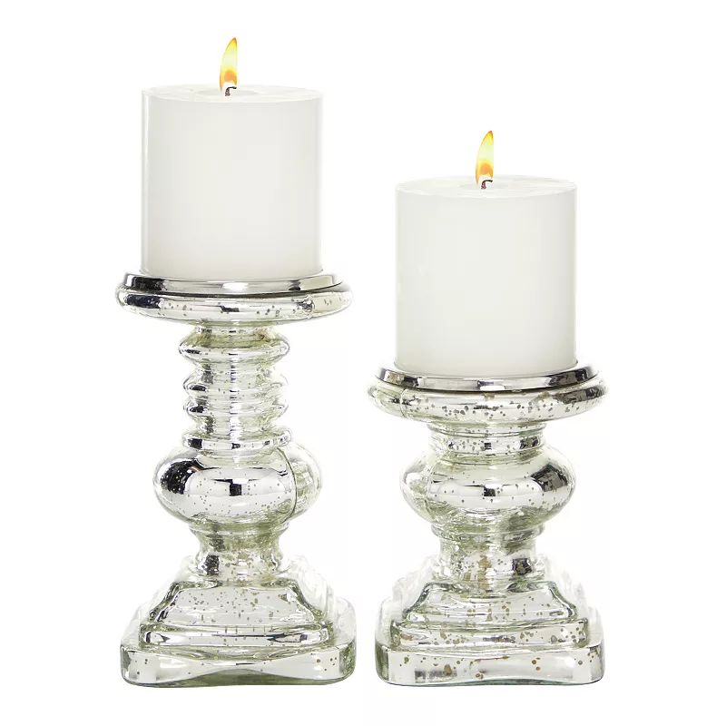 Stella & Eve Traditional Silver Mercury Glass Candle Holders 2-pc. Set, Grey, Small | Kohl's