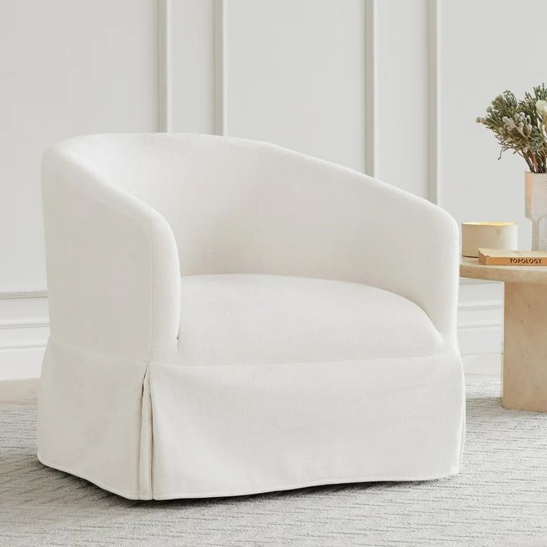 CHITA Faux Slip Cover Swivel Accent Chairs for Living Room, Cream | Walmart (US)