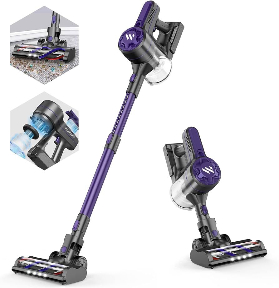 Cordless Vacuum Cleaner, Cordless Vacuum with 20Kpa Super Suction, 80000 RPM High-Speed Brushless... | Amazon (US)