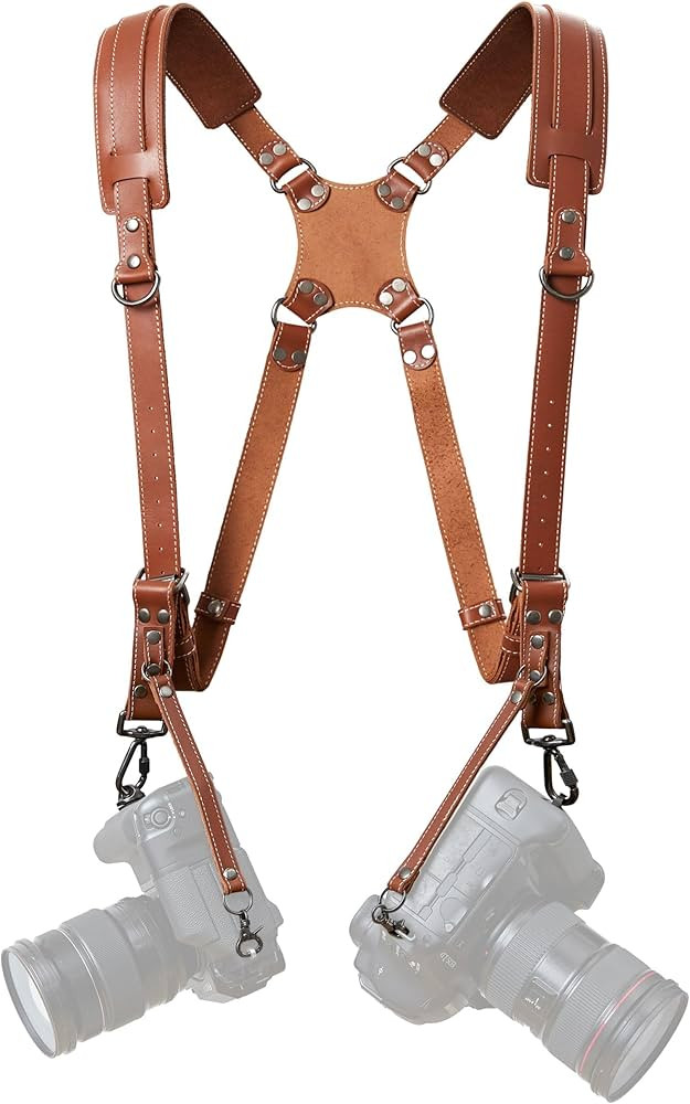 Padwa Lifestyle Tan Dual Camera Harness Strap for Two-Cameras - Dual Shoulder Full Grain Leather ... | Amazon (US)