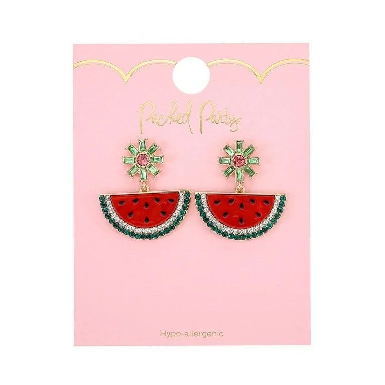 Packed Party Women's Goldtone and Crystal Watermelon Crush Earrings - Walmart.com | Walmart (US)