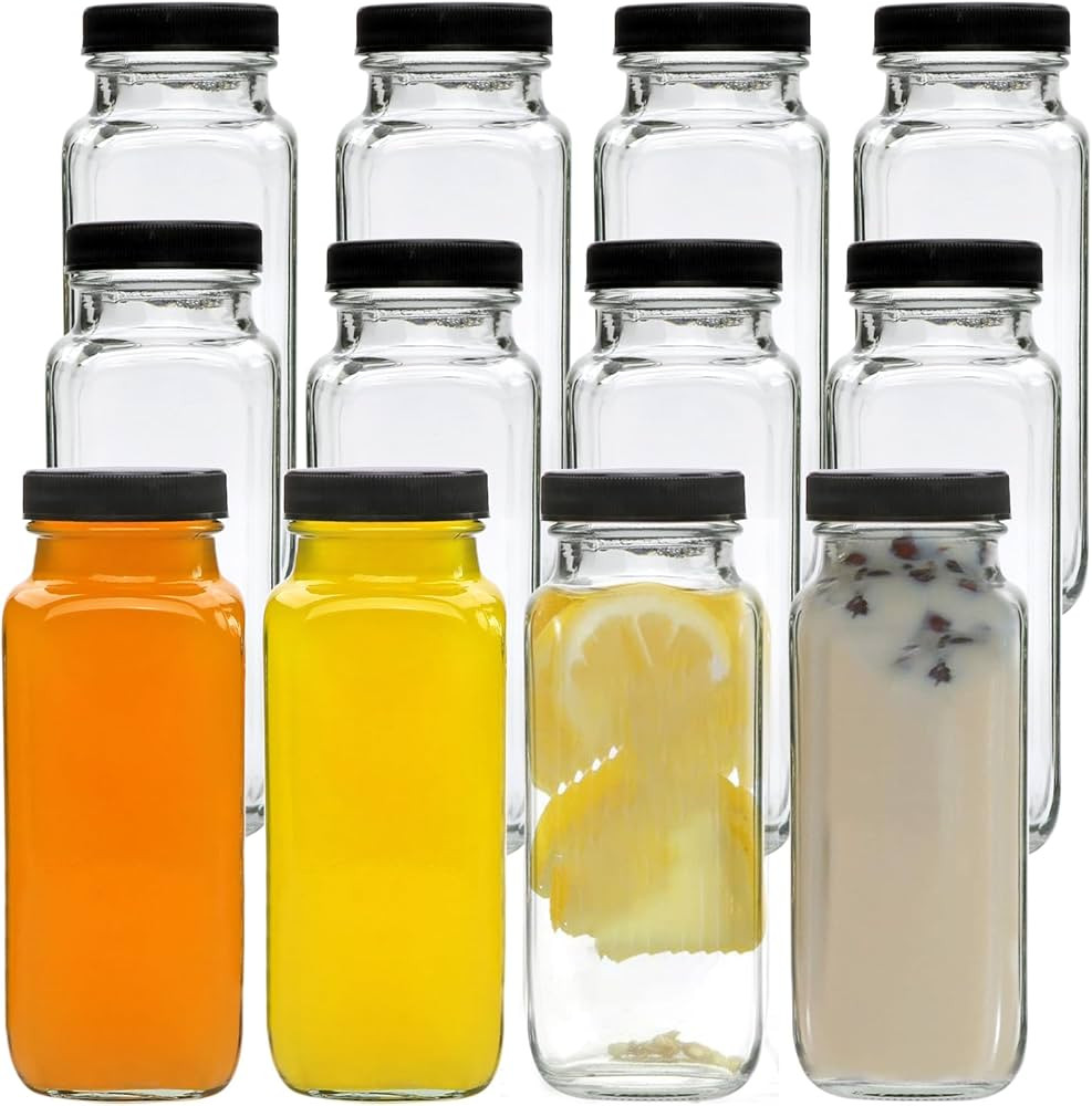 Accguan Vintage Water Bottles with Lids,8oz Reusable Glass Drinking Bottles for Juicing,Hot Sauce... | Amazon (US)