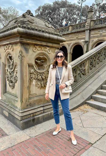 Exploring Central Park💙

Tan blazer (linked similar) 
Striped top (linked similar)
High waisted jeans size 27 curve love reg length, should of got long length 
Allbirds natural white size 7, slightly loose but wouldn’t size down 

Travel outfit 
Everyday outfit 
Weekend outfit 
Casual outfit 




#LTKtravel #LTKitbag #LTKshoecrush