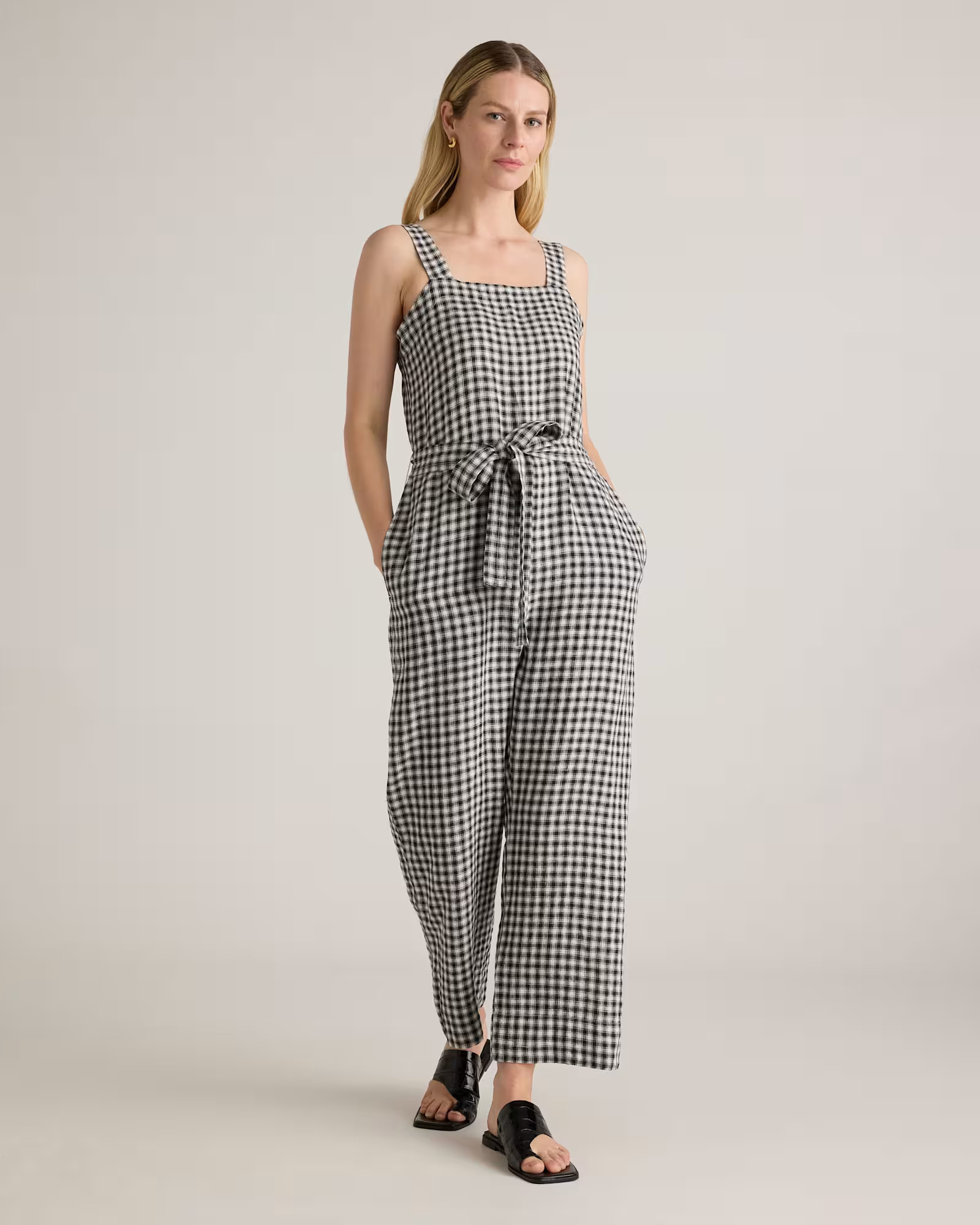 100% European Linen Square Neck Jumpsuit | Quince