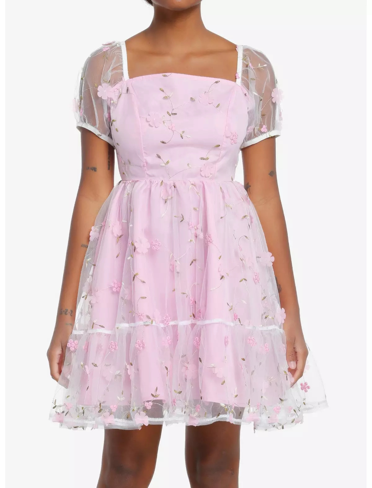 Sweet Society Pink Floral Organza Dress | Hot Topic