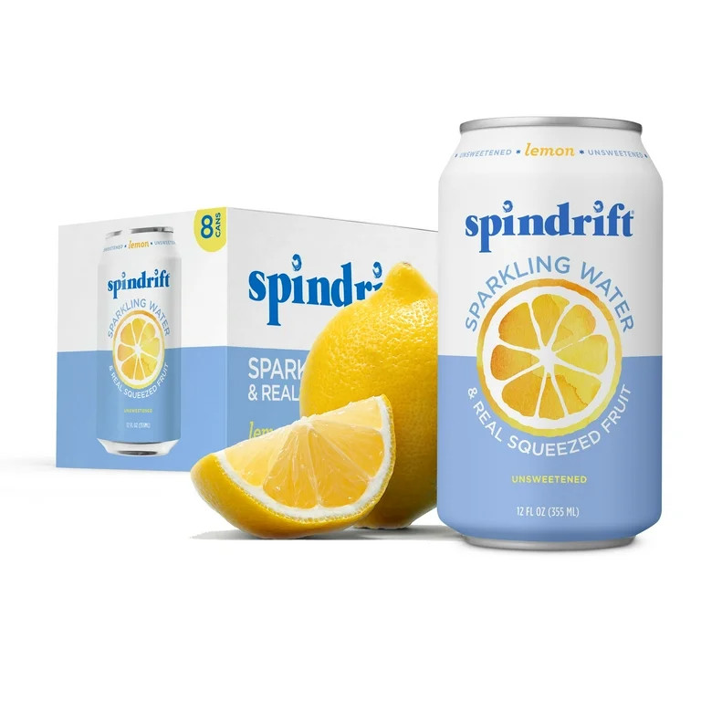 Spindrift Lemon Sparkling Water, 12 fl oz, 8 Count, No Sugar, 1 Calorie | Walmart (US)