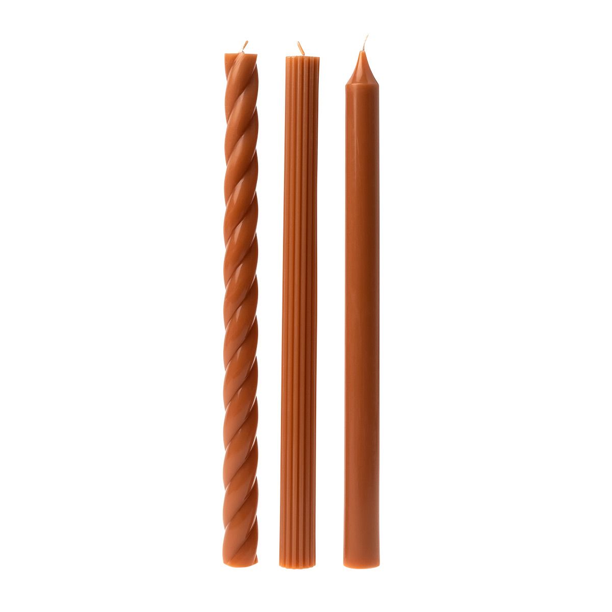 ILLUME Unscented Assorted Taper Candles Terra Cotta Set of 3 | The Container Store