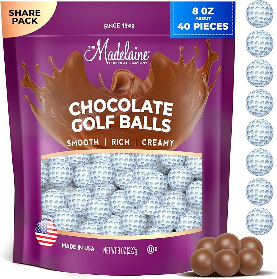 Madelaine Solid Milk Chocolate Golf Balls Candy – Foil Wrapped Chocolate Golf Ball Party Favors... | Amazon (US)
