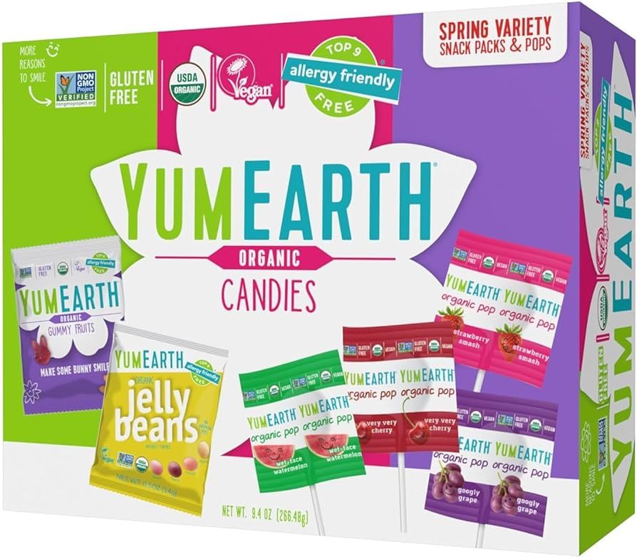 YumEarth Easter Candy Variety Box, 9.4 Ounce - Organic Gummy Fruits, Jelly Beans & Pops - Spring ... | Amazon (US)