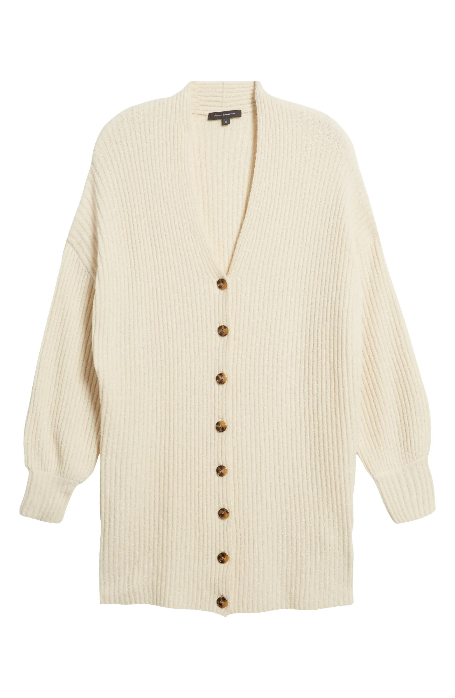 French Connection Babysoft Rib Button Front Long Sleeve Sweater Dress | Nordstrom | Nordstrom