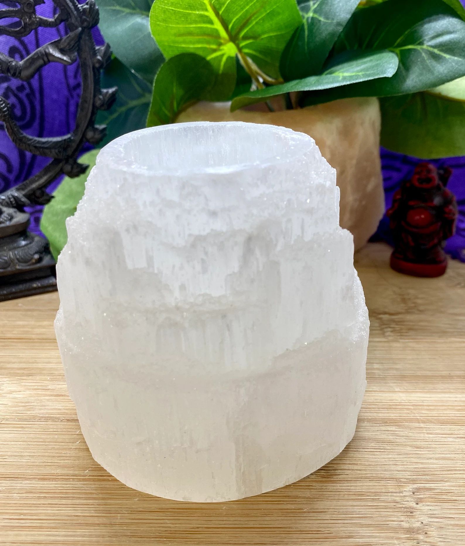 Selenite Tower crystal candle holder votive altar satin spar gypsum | Etsy (US)