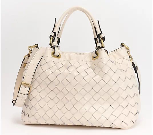 Patricia Nash Discovery Woven Leather Rometta Satchel with Crossbody Strap - QVC.com | QVC