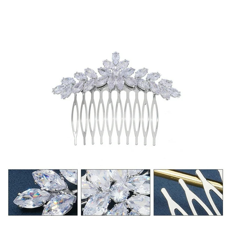 Cubic Zirconia Hair Combs Hair Accessories for Woman Girls for Wedding Dress Platinum 80x59mm | Walmart (US)