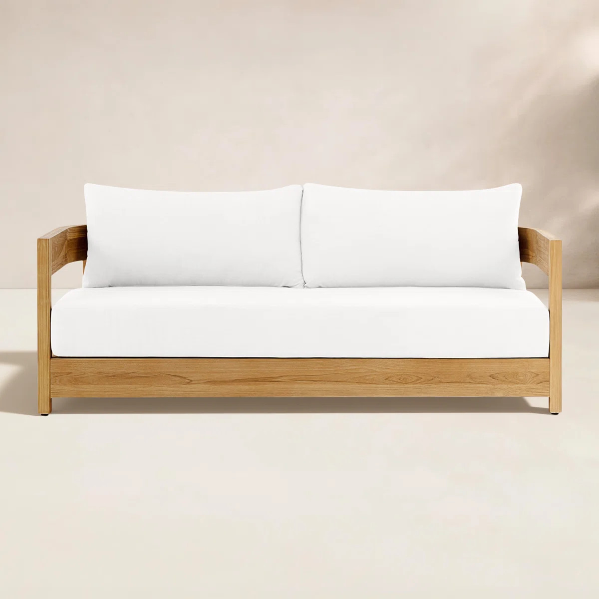 Everlee Outdoor Sofa, Sunbrella Canvas Natural FSC Teak | Wayfair North America