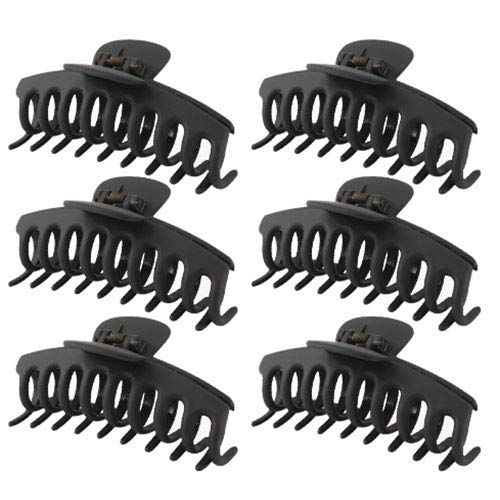 WHAVEL 6PCS Matte Plastic Large Black Hair Claw Clips For Thick Hair Jaw Clips Non-slip Ponytail ... | Amazon (US)