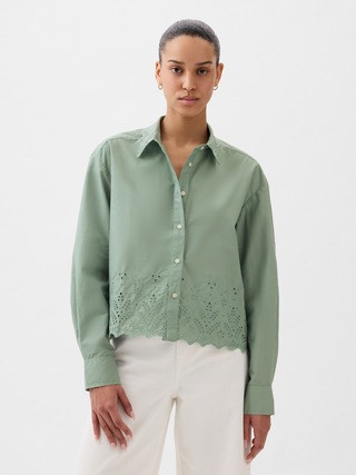 Eyelet Cropped Shirt | Gap (US)