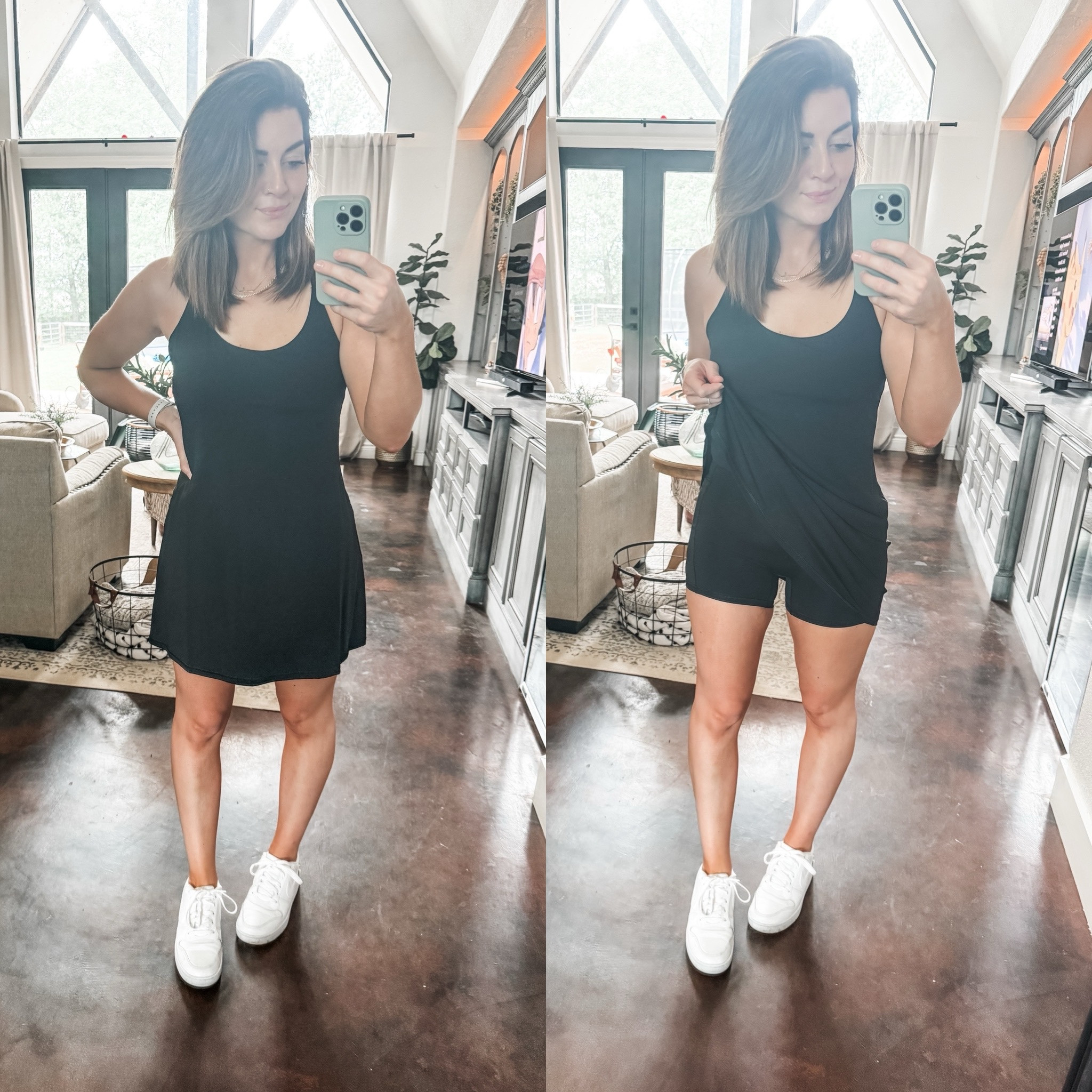 Amazon tennis dress. Great quality. Spandex type material. Form fitting yet forgiving. I’m in size s. 

#LTKfindsunder50 #LTKfitness #LTKstyletip