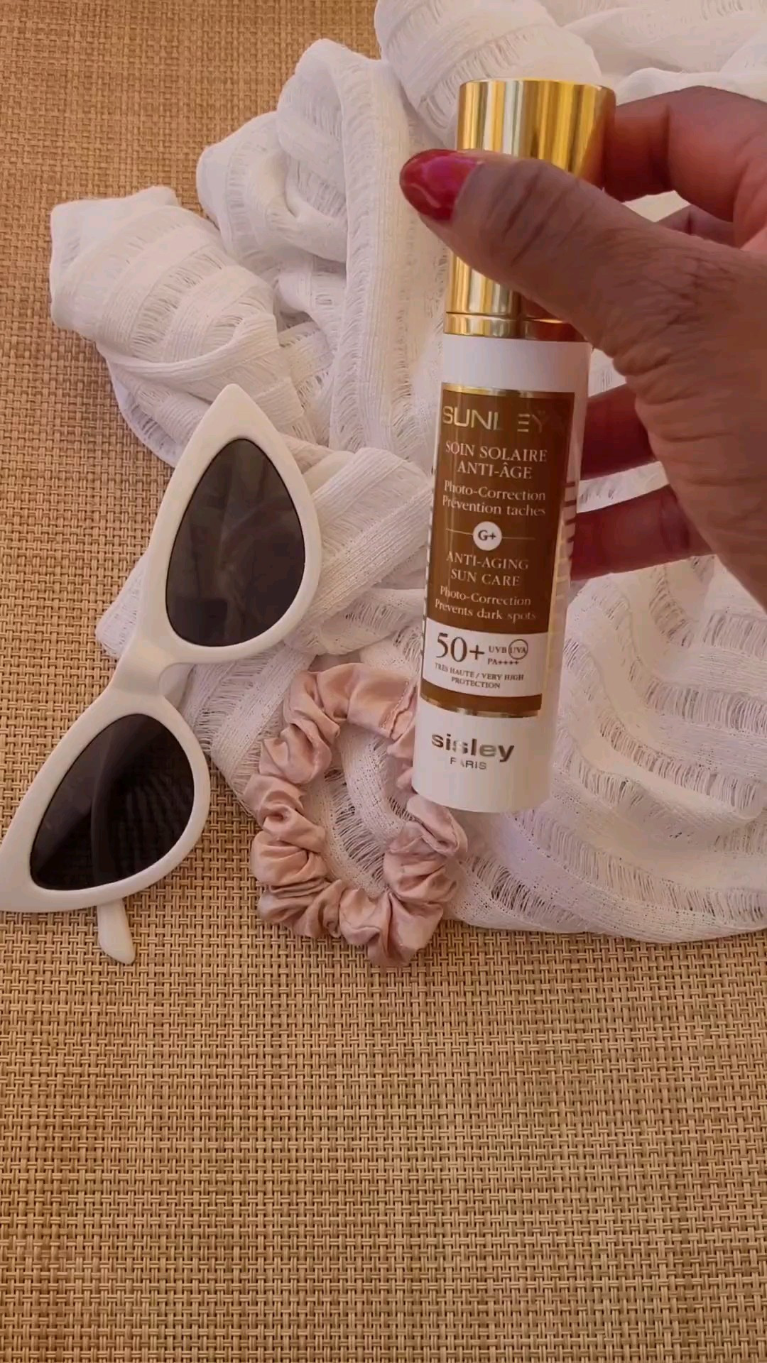 Hot weather essentials: Sisley face cream and sunscreen, Toteme swimsuit, white cat eye sunglasses and lots of gold jewellery!#skincare #sisley #summerskin 

#LTKsummer #LTKswimwear #LTKbeauty