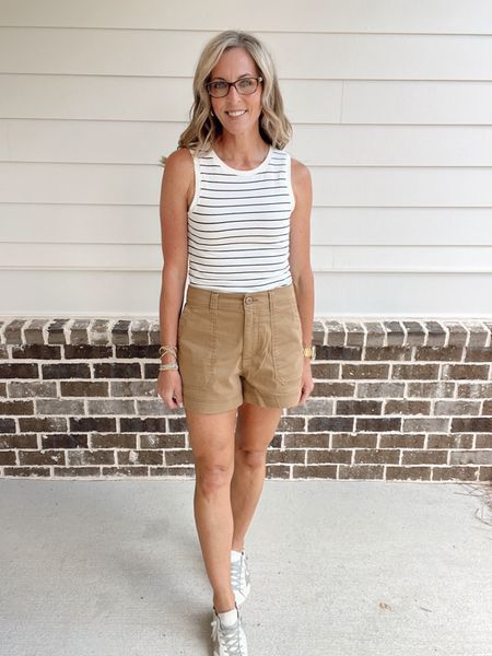 Old Navy summer style - chino shorts - size small (on hot deal today) - tank top size small. 

#LTKSaleAlert #LTKStyleTip #LTKOver40