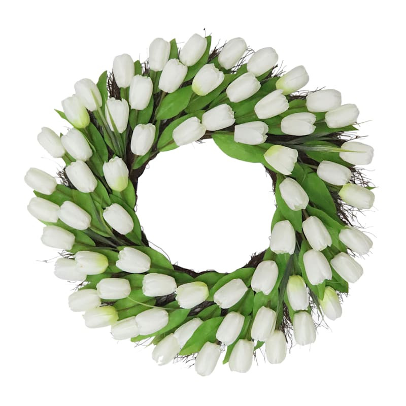 26 Tulip Wreath White | At Home