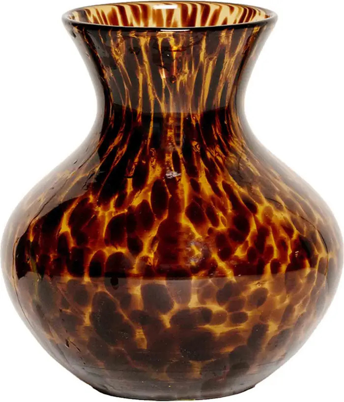 Puro 6-Inch Tortoiseshell Pattern Glass Vase | Nordstrom